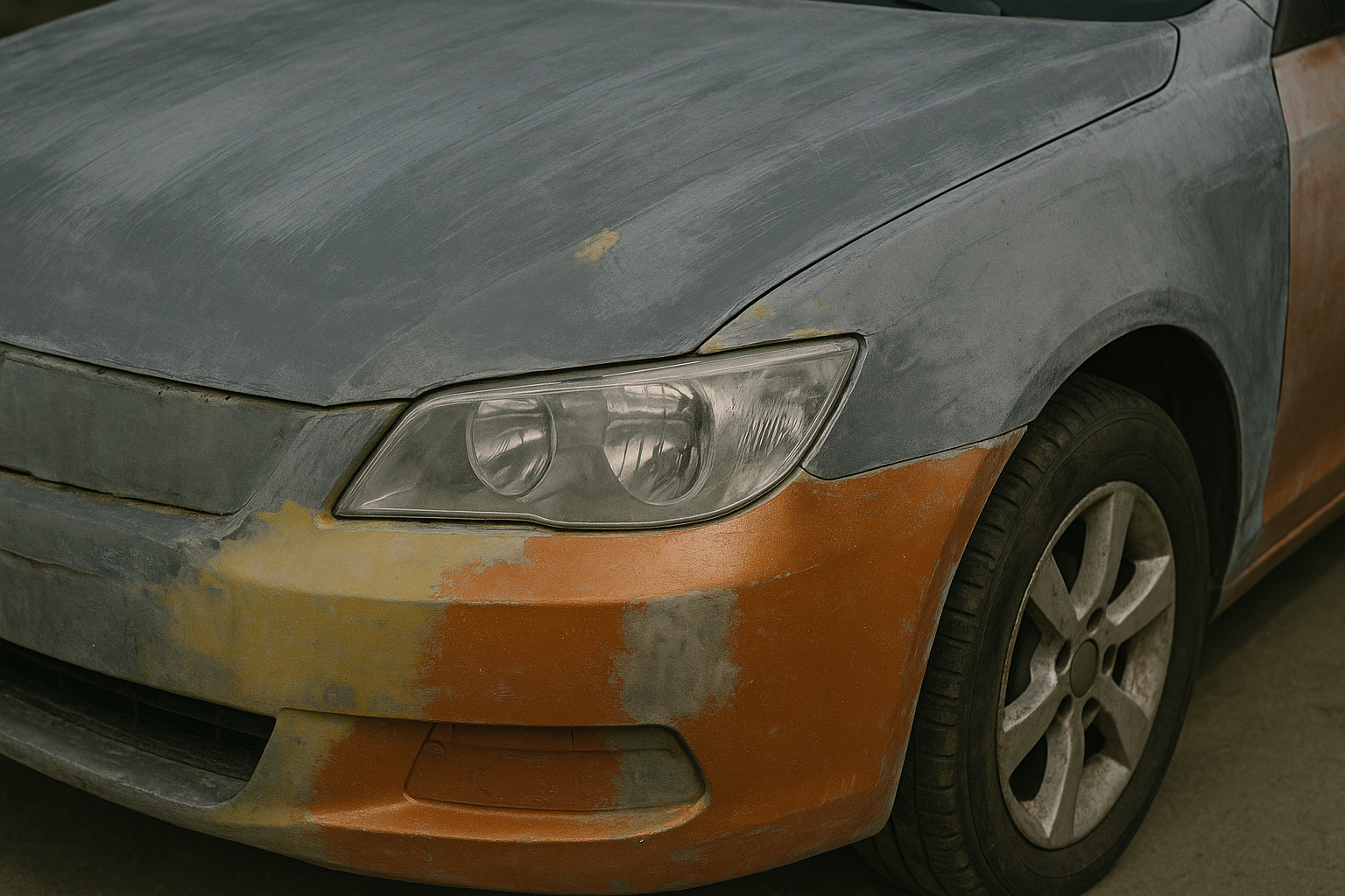 Objekt mit bewusst abgesetzter Halblackierung